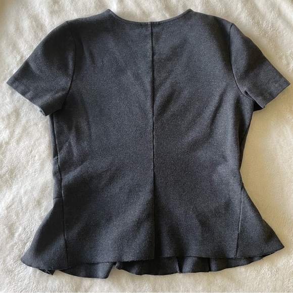 J.Crew Gray Structured Asymmetrical Origami Peplum Top - Picture 3 of 4